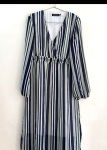 Striped Maxi Dress with Elastic Waist