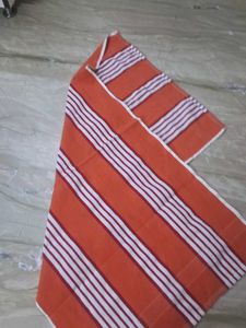 Orange and White Striped Folded Fabric