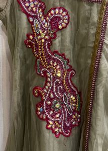 Elegant Olive Green Embroidered Kurti