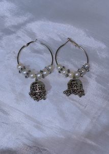 Elegant Pearl Jhumka Hoop Earrings