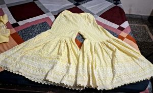 Yellow-white embroidered Peplum Garara Set