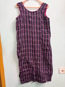 Purple &amp; Black Striped Kurti with Dupatta
