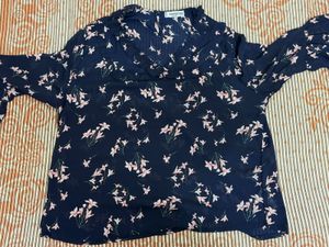 Chic Floral Print Sheer Blouse