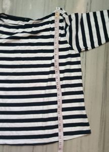 New Black, White Stripes Top