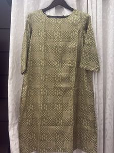 Olive Green Printed Kurta