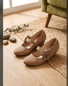3. Chic Beige Cutout Mary Jane Heels