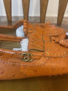 Gucci Ostrich Leather Tassel Loafers