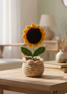Crocheted Sunflower Pot