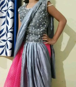 Stunning Pink &amp; Grey Lehenga Choli