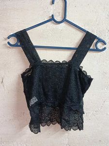 Girl's Lace Crop Top Black 🖤