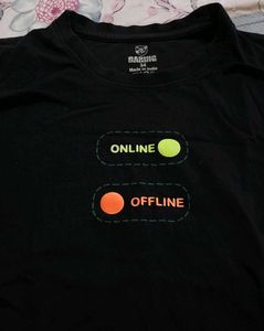 Black "Online/Offline" Graphic T-Shirt
