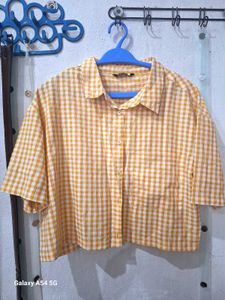 Cute Yellow Gingham Cropped Shirt
