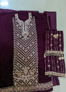 Beautiful Semi Stitched Suit Stones Work