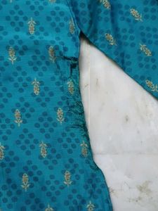 Elegant Teal Kurta with Gold Print
