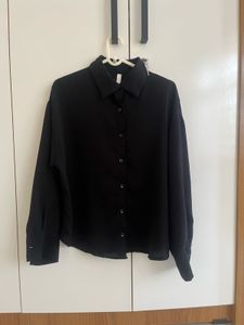 oversized Classic Black Button-Up Shirt