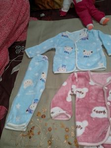 6-12 Months Baby Winter Wear Combo Of 3 Dresses