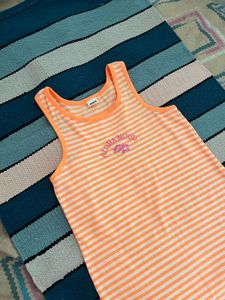 Orange Striped Aloha Mood Tank Top