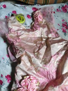 Pink Brocade &amp; Tulle Lehenga Choli