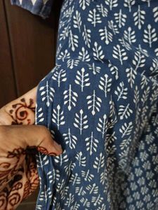 Ethnic Blue Printed Cotton Kurta
