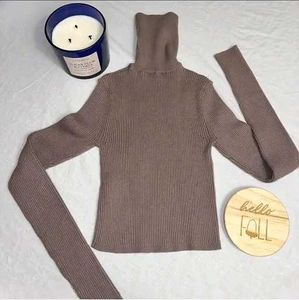 Brown Ribbed Turtleneck
