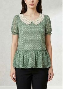Chic Green Floral Peplum Top