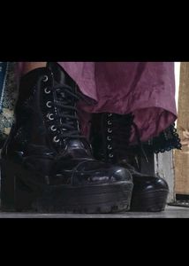 Black Lace-Up Combat Boots