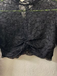 H&amp;M Sheer Lace Cropped Top