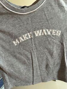 Grey "Make Waves" Crop Top