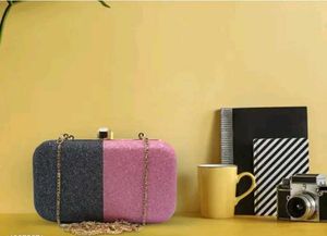 Sparkling Pink &amp; Grey Clutch Bag