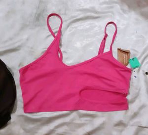 Shein Sky Pink Cut-out Crop Top
