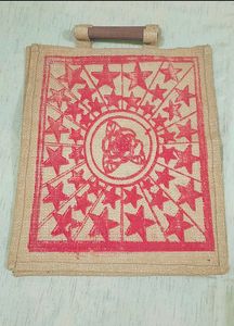 Stylish Jute Tote Bag with Star Print