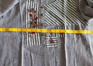 Embroidered Grey Kurta