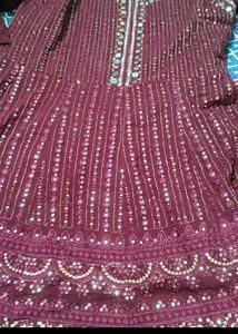 Elegant Purple Kurta Set with White Zigzag