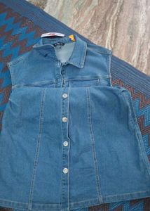 Sleeveless Denim Shirt Dress