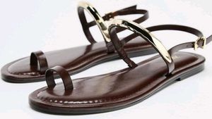 ZARA Dark Brown Flat Sandals