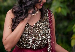 Red/Maroon Sequined Lehenga Choli women