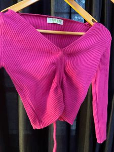 Hot Pink Knitted Crop Top