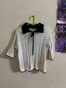 Vintage Knit Top with Collar