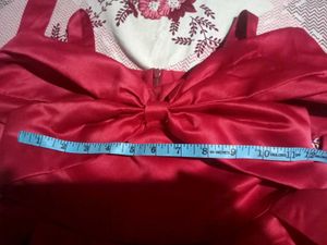 Hopscotch Maroon Party Dress with Bow