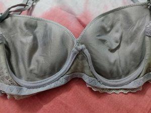 Lace Trim Striped Bra