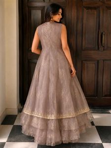 Elegant Organza Gown with Shrug