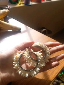 Unique White Hoop Earrings