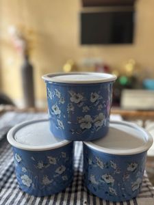 Charming Blue Floral Storage Containers (Set of 3)