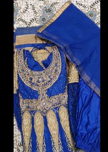 Blue &amp; Gold Embellished Lehenga Choli