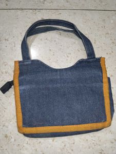 Denim Handbag with Embroidered Detail