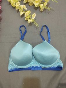 Light Blue Padded Lace Trim Bra💥