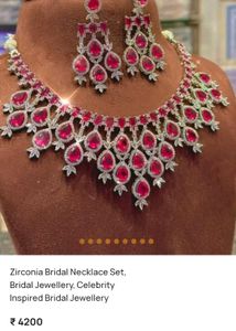 AMERICAN DIAMOND NECKLACE SET ( MAGENTA NUMBER 2 )