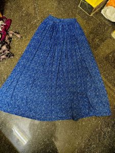 Blue Pleated Maxi Skirt