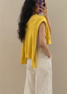 Trendy Yellow V-Neck Sweater