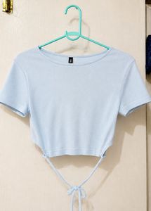 H&M Light Blue Tie-Back Crop Top
